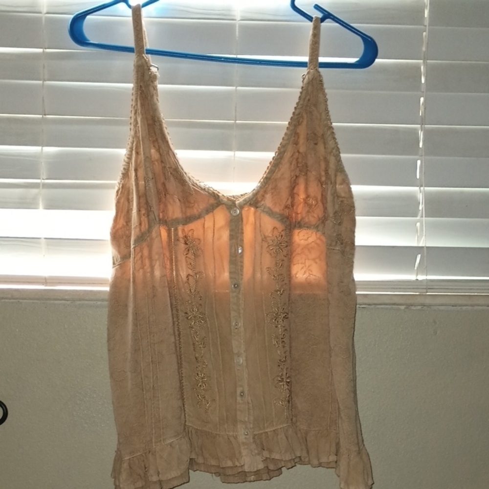 Elegant Lace Trimmed Tan Camisole